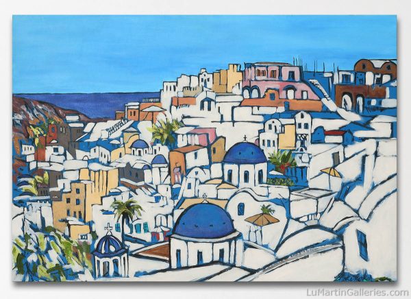 large painting of Santorinie