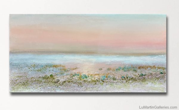 24x48 inch mixed media coastal artwork by artist Dasha Guilliam