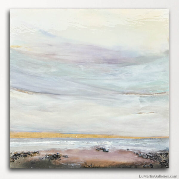 40x40 inch mixed media coastal painting by artist Dasha Guilliam