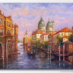 original oil painting of Venice canal by artist Mostafa Keyhani